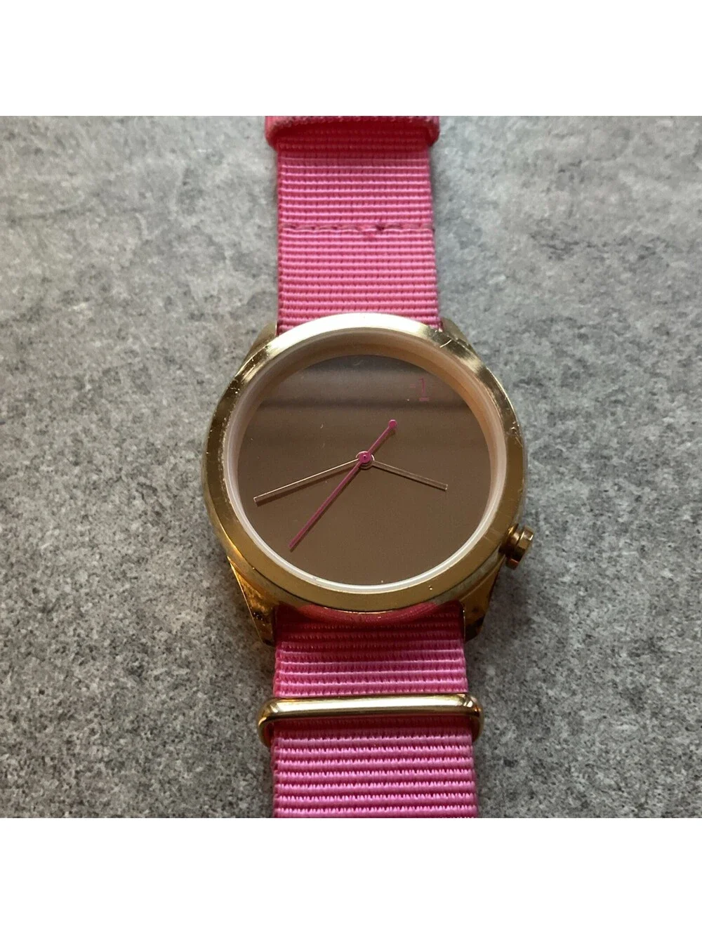 -1- VO525 Quartz Womens Watch 40mm Rose Gold Tone Case Mirror Dial Pink Band A12